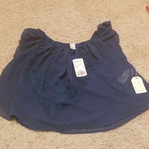 Blue crop blouse